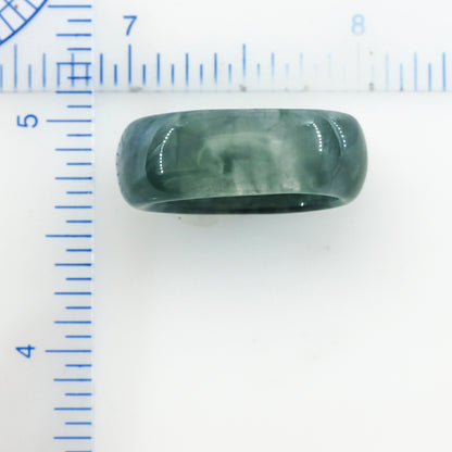Blue Green Jadeite Jade Band Ring Finger Size 10.25 | UPC #395015