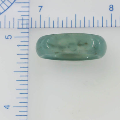 Blue Green Jadeite Jade Band Ring Finger Size 8 | UPC #394919