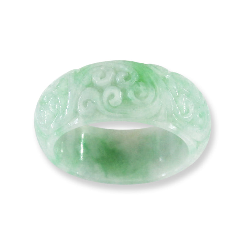 Green Jadeite Jade Carved Band Ring Finger Size 11.5 | UPC #406063