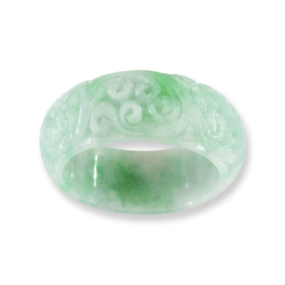 Green Jadeite Jade Carved Band Ring Finger Size 11.5 | UPC #406063
