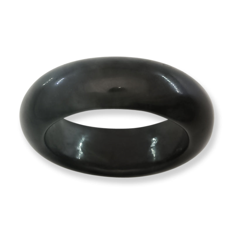 Guatemalan Black Jadeite Jade Band Ring Finger Size 9 | UPC #407282