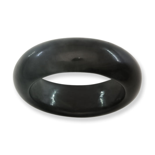 Guatemalan Black Jadeite Jade Band Ring Finger Size 9 | UPC #407282