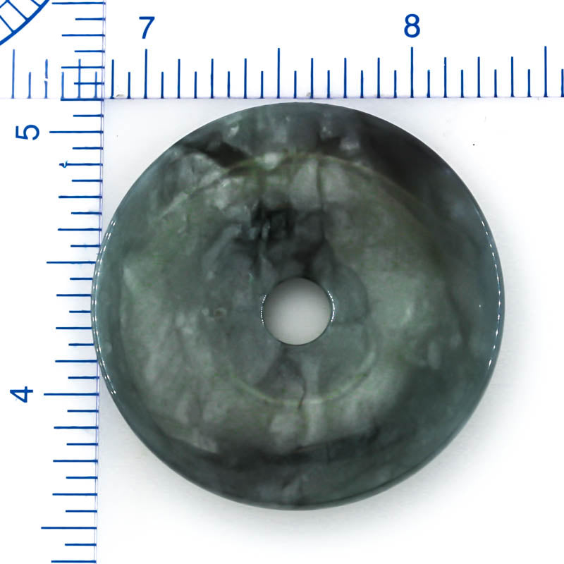 Blue-Green Guatemalan Jadeite Jade Loose Pi Disc Pendant Carving | Jade Donut | UPC #401174