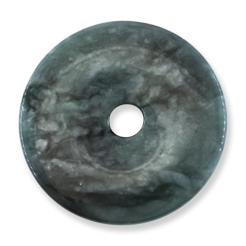Blue-Green Guatemalan Jadeite Jade Loose Pi Disc Pendant Carving | Jade Donut | UPC #401174