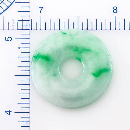 Green and White Jadeite Jade Loose Pi Disc Pendant  | Jade Donut | UPC #400238