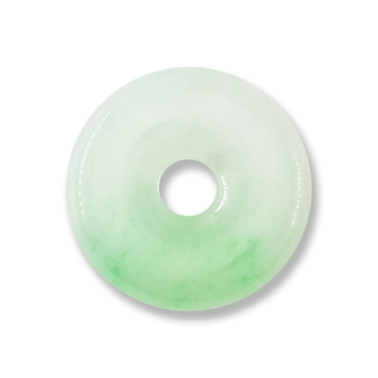 White and Green Jadeite Jade Loose Pi Disc Pendant Carving | Jade Donut | UPC #408098