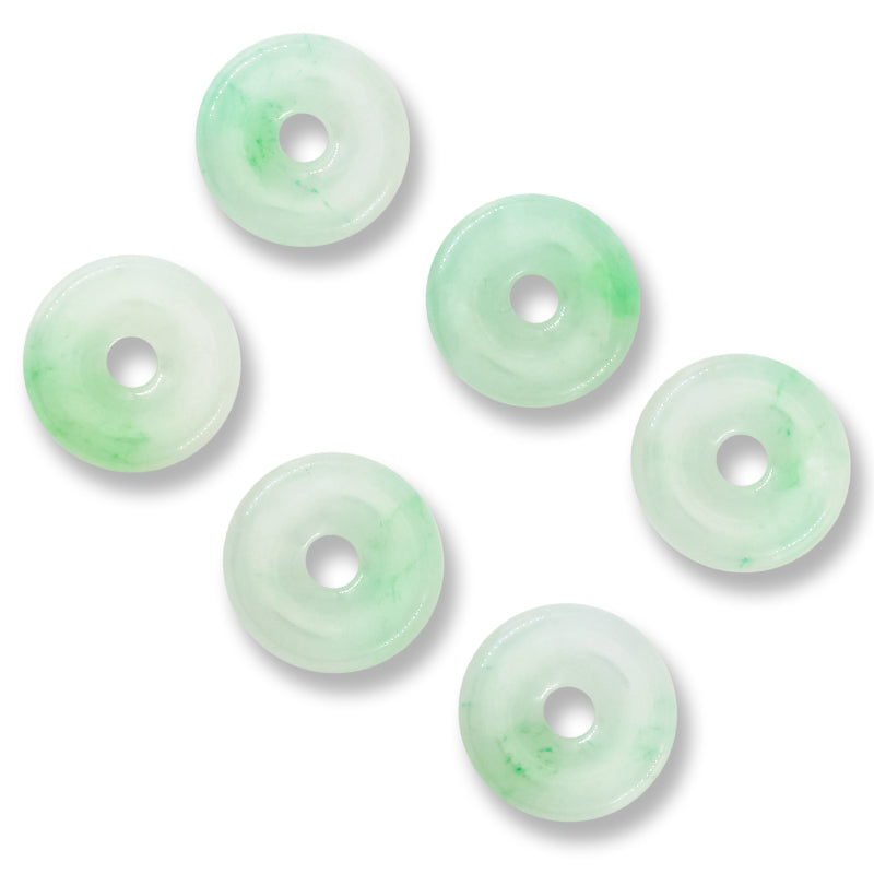 White and Green Jadeite Jade Loose Pi Disc Pendant Carving | Jade Donut | UPC #408098