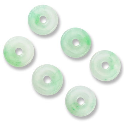 White and Green Jadeite Jade Loose Pi Disc Pendant Carving | Jade Donut | UPC #408098
