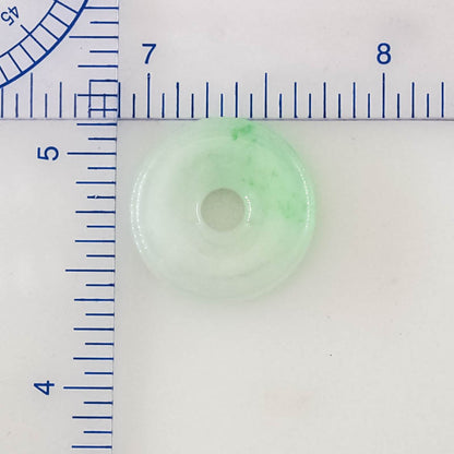 White and Green Jadeite Jade Loose Pi Disc Pendant Carving | Jade Donut | UPC #408098
