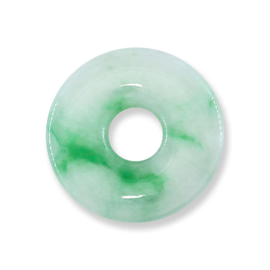 Green and White Jadeite Jade Loose Pi Disc Pendant Carving | Jade Donut | UPC #180376