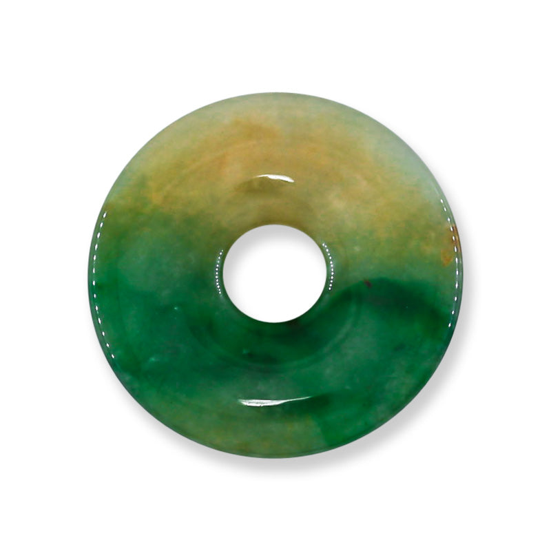 Green and Yellow Jadeite Jade Loose Pi Disc Pendant  | Jade Donut | UPC #400252