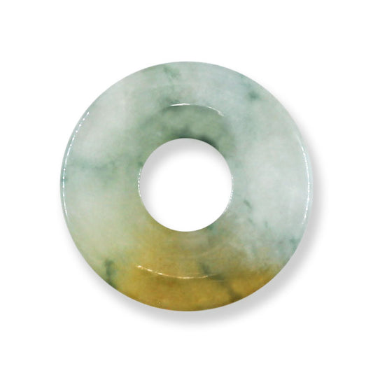 Green and Yellow Jadeite Jade Loose Pi Disc Pendant | Green Jade Donut | UPC #404762