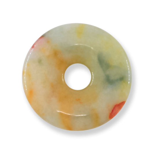 Yellow and Green Jadeite Jade Loose Pi Disc Pendant | Yellow Jade Donut | UPC #404779