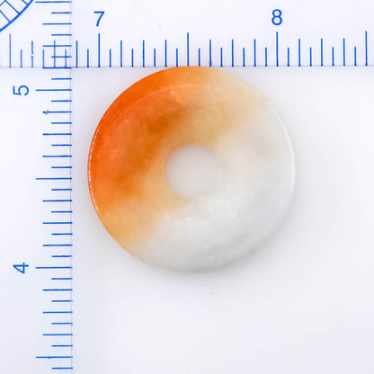 Red and White Jadeite Jade Loose Pi Disc Pendant | Red Jade Donut | UPC #405240