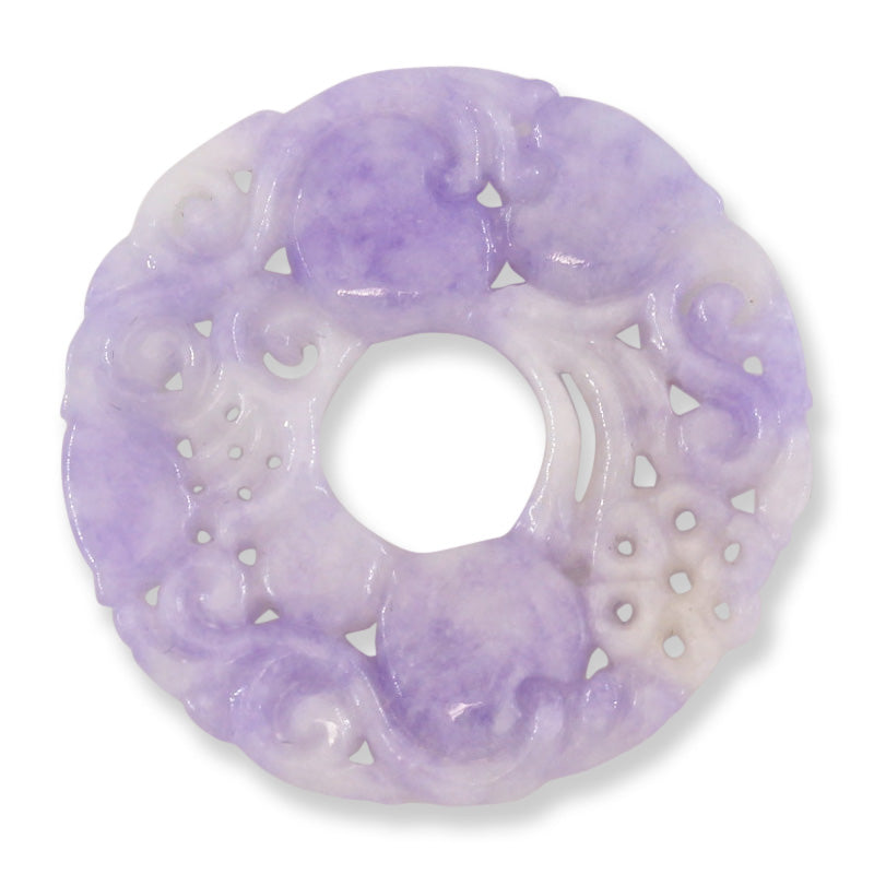 Lavender Jadeite Jade Carved Loose Pi Disc Pendant  | Jade Donut | UPC #401051