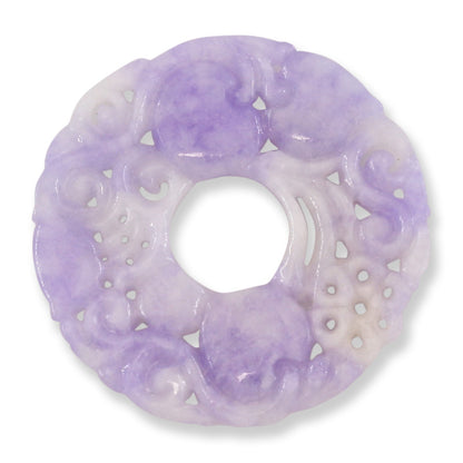 Lavender Jadeite Jade Carved Loose Pi Disc Pendant  | Jade Donut | UPC #401051