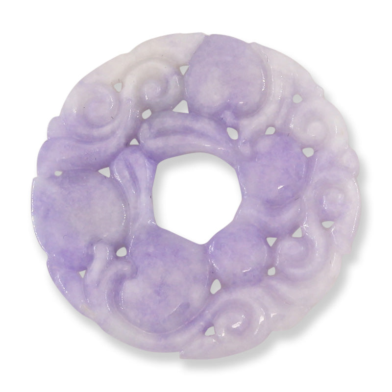 Lavender Jadeite Jade Carved Loose Pi Disc Pendant  | Jade Donut | UPC #401051