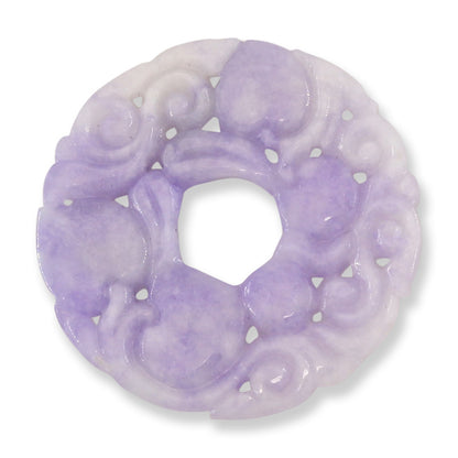 Lavender Jadeite Jade Carved Loose Pi Disc Pendant  | Jade Donut | UPC #401051
