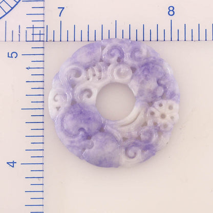 Lavender Jadeite Jade Carved Loose Pi Disc Pendant  | Jade Donut | UPC #401051