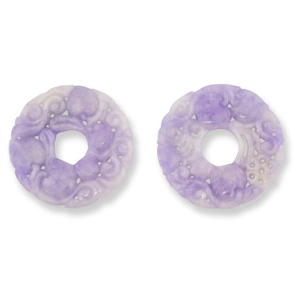 Lavender Jadeite Jade Carved Loose Pi Disc Pendant  | Jade Donut | UPC #401051