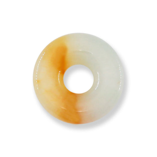 Yellow and White Jadeite Jade Loose Pi Disc Pendant | Yellow Jade Donut | UPC #282001