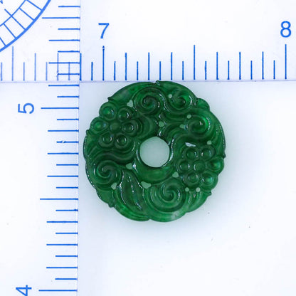 Green Jadeite Jade Flat Carved Loose Pi Disc Pendant  | Jade Donut | UPC #408470