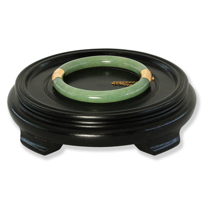 Vintage Green Jadeite Jade Cylindrical Hinge & Clasp 14k Yellow Gold Bangle 54.4MM | UPC #401457