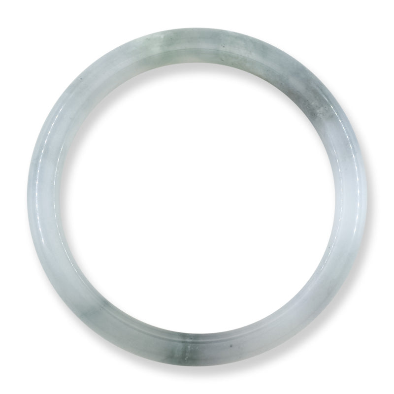 Grey Jadeite Jade Half Round Bangle 60.8mm | UPC #405455