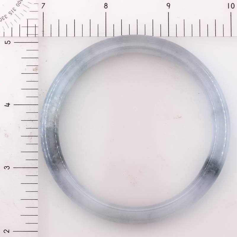 Grey Jadeite Jade Half Round Bangle 60.8mm | UPC #405455