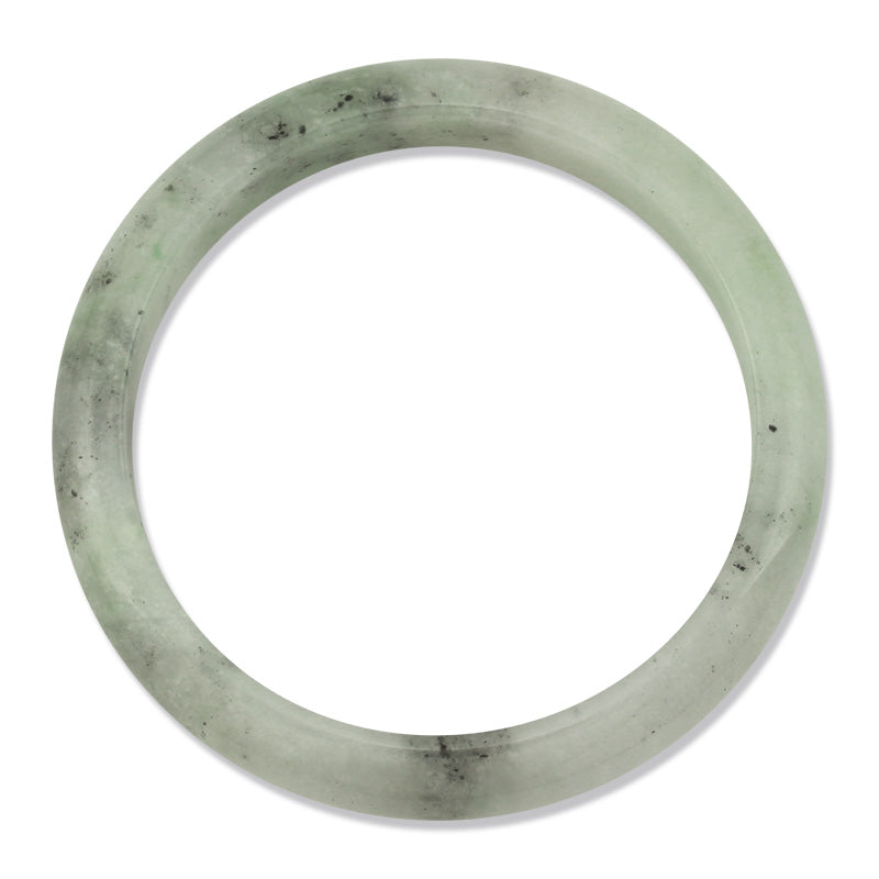 Grey Jadeite Jade Half Round Bangle 57.4mm | UPC #311862