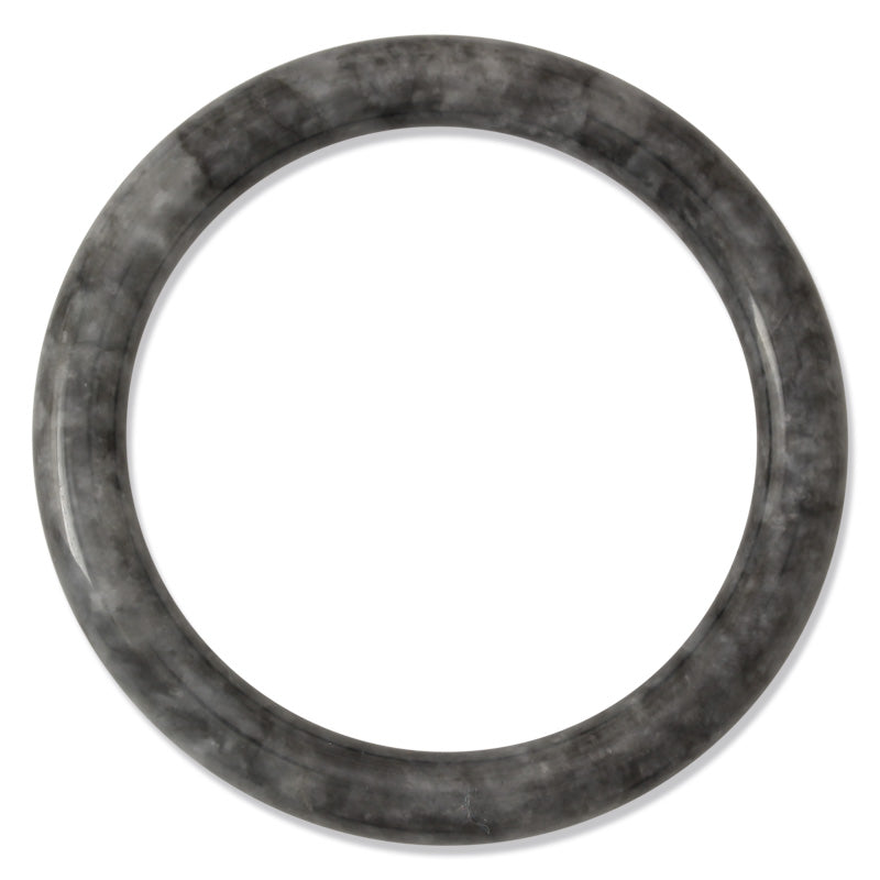 Grey Jadeite Jade Cylindrical Bangle 62.6mm | UPC #254978