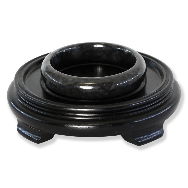 Grey Jadeite Jade Half Round Bangle 63.2mm | UPC #308299