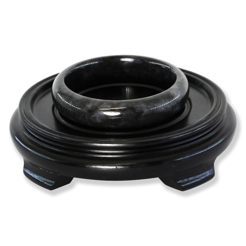 Grey Jadeite Jade Half Round Bangle 63.2mm | UPC #308299