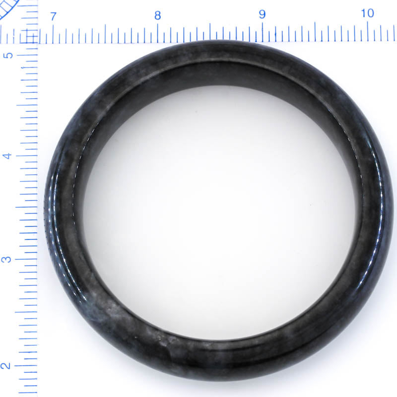 Grey Jadeite Jade Half Round Bangle 63.2mm | UPC #308299