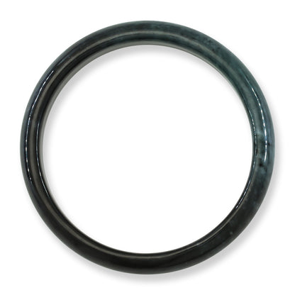 Guatemalan Grey and Blue-Green Jadeite Jade Half Round Bangle Size 60.7MM | UPC # 398429
