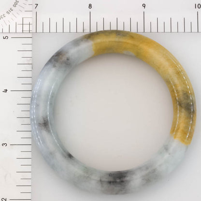 Grey & Yellow Jadeite Jade Cylindrical Bangle 55.1mm | UPC #405448