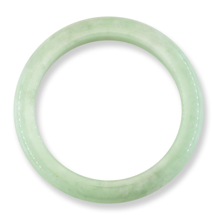 Green Jadeite Jade Half Round Bangle 57.7MM | UPC #030084