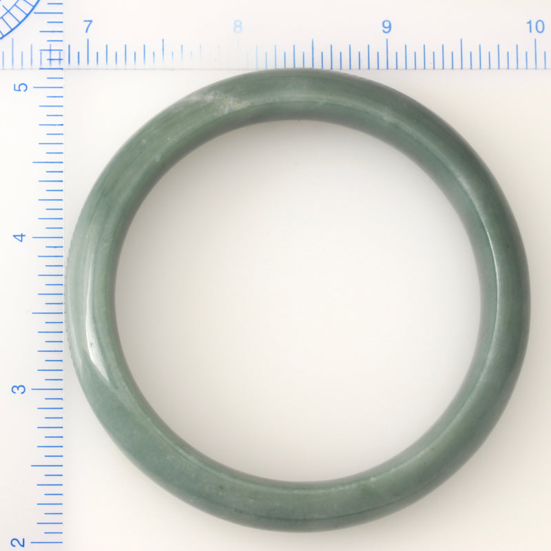 Bluie Green Jadeite Jade Half Round Bangle 60.7MM UPC #117556