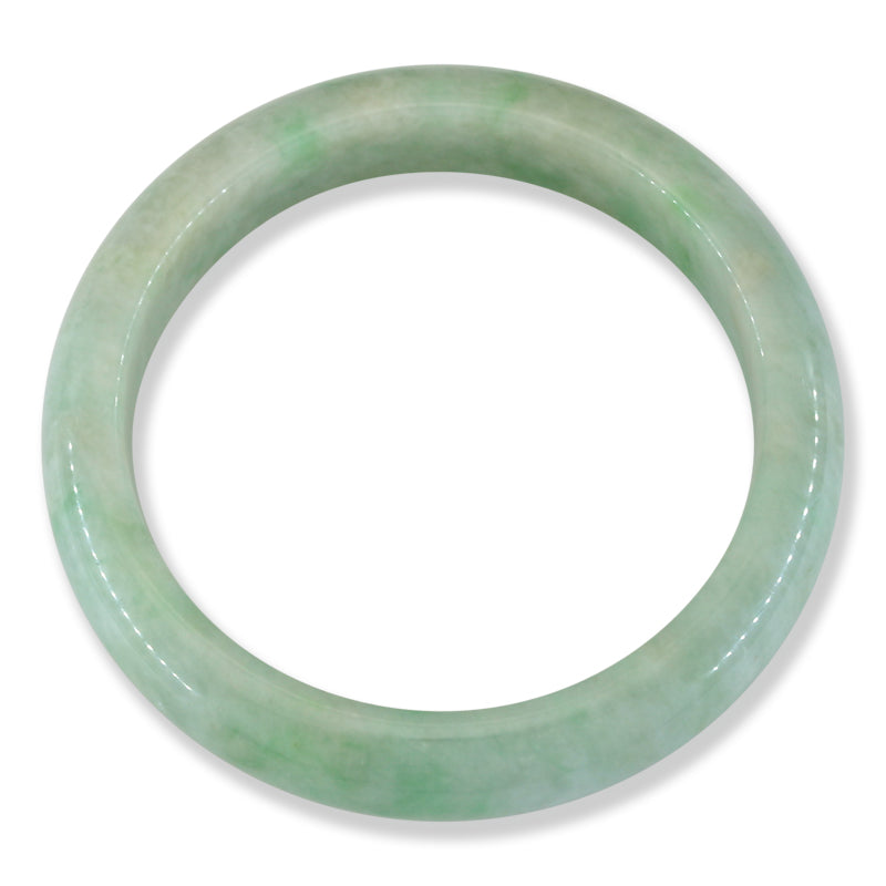 Green Jadeite Jade Half Round Bangle 57.2MM | UPC #401686