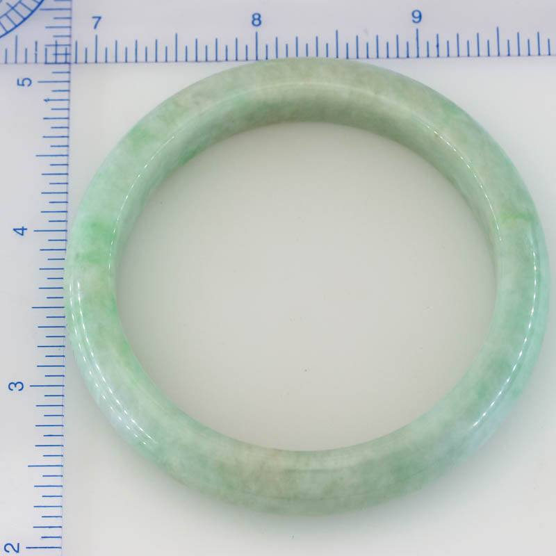 Green Jadeite Jade Half Round Bangle 57.2MM | UPC #401686