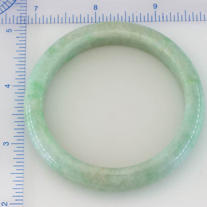 Green Jadeite Jade Half Round Bangle 57.2MM | UPC #401686
