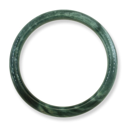 Guatemalan Blue-Green Jadeite Jade Half Round Bangle 59.6MM | UPC #398405