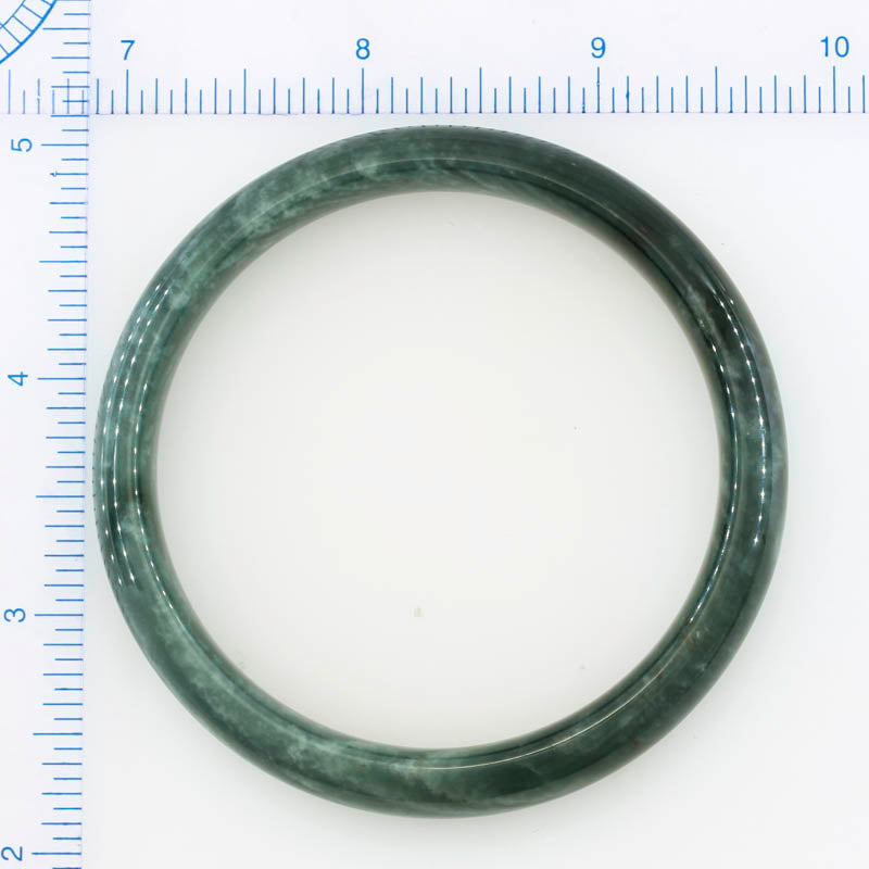 Guatemalan Blue-Green Jadeite Jade Half Round Bangle 59.6MM | UPC #398405