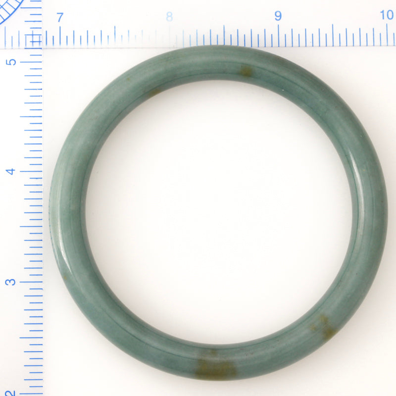 Blue Jade Bangle Bracelet | Blue-Green Jadeite Jade Cylindrical Bangle Size 60.8MM | UPC #168886