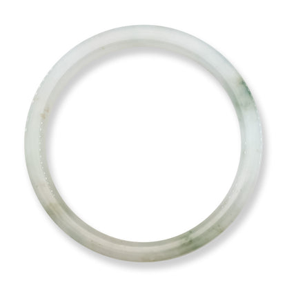 Green and Yellow Jadeite Jade Flat Bangle 60.0MM | UPC #030114