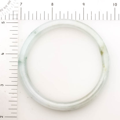 Green and Yellow Jadeite Jade Flat Bangle 60.0MM | UPC #030114