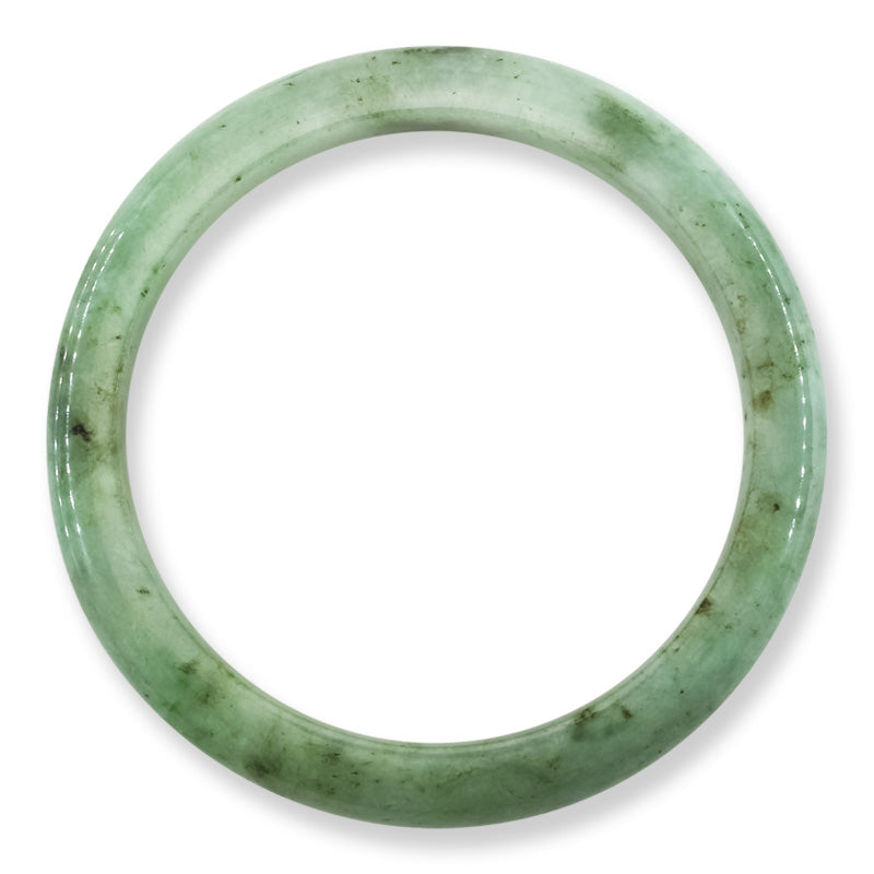 Green Jadeite Jade Half Round Bangle 61.5MM | UPC #406049