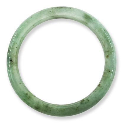 Green Jadeite Jade Half Round Bangle 61.5MM | UPC #406049