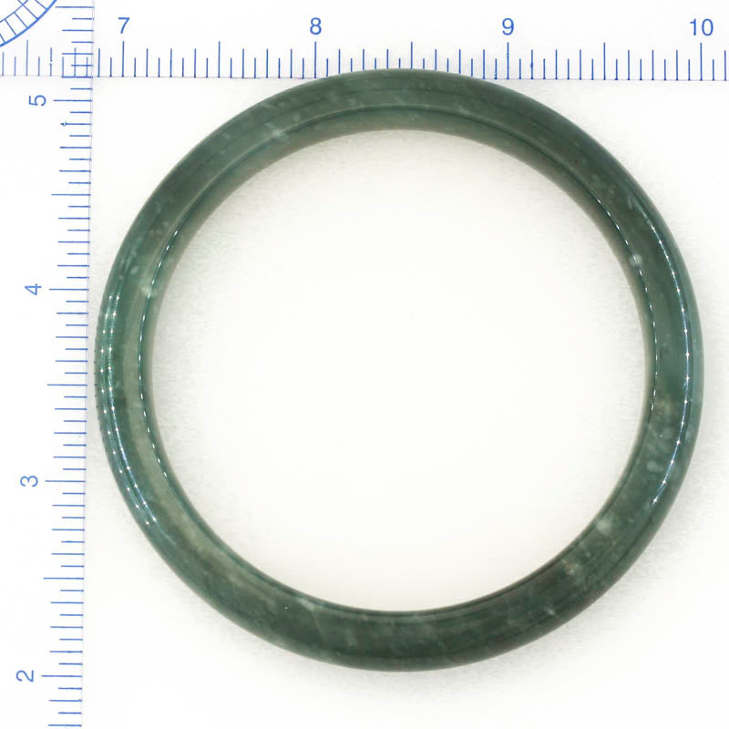 Guatemalan Blue-Green Jadeite Jade Half Round Bangle 63.8MM | UPC #398412