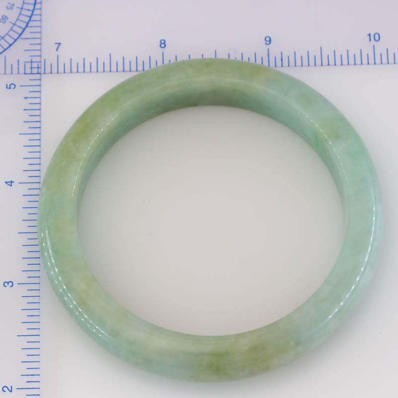 Green Jadeite Jade Half Round Bangle 61.7MM | UPC #401716
